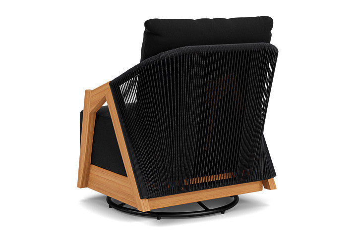 Lloyd Flanders - Alpine Swivel Lounge Chair In Natural Teak Finish With Canvas Black Fabric - 363080096157 view 2