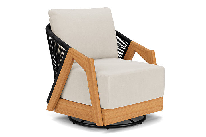 Lloyd Flanders - Alpine Swivel Lounge Chair In Natural Teak Finish With Decorline Natural Fabric - 3630800962015 view 1