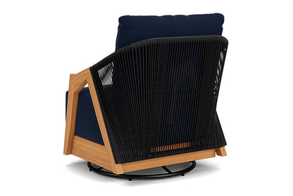 Lloyd Flanders - Alpine Swivel Lounge Chair In Natural Teak Finish With Decorline Navy Fabric - 3630800962019 view 2