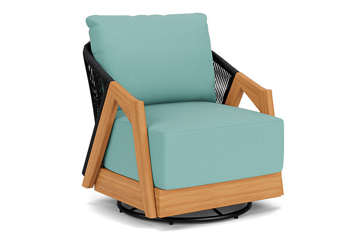 Lloyd Flanders - Alpine Swivel Lounge Chair In Natural Teak Finish With Fife Aruba Fabric - 363080096748 view 1