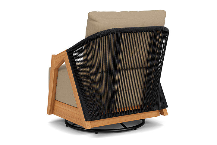 Lloyd Flanders - Alpine Swivel Lounge Chair In Natural Teak Finish With Fife Sahara Fabric - 363080096742 view 2