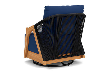 Lloyd Flanders - Alpine Swivel Lounge Chair In Natural Teak Finish With Flagship Lapis Fabric - 3630800961813 view 2