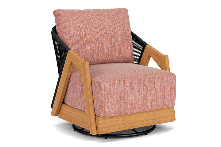Lloyd Flanders - Alpine Swivel Lounge Chair In Natural Teak Finish With Friendly Carnival Fabric - 3630800962043 view 1