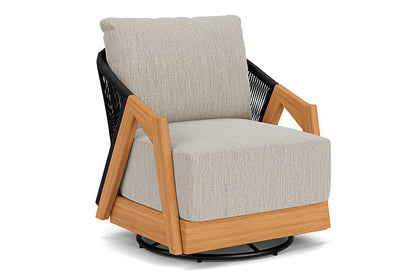 Lloyd Flanders - Alpine Swivel Lounge Chair In Natural Teak Finish With Friendly Flax Fabric - 3630800962026 view 1