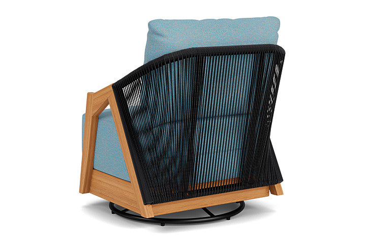 Lloyd Flanders - Alpine Swivel Lounge Chair In Natural Teak Finish With Leeds Light Blue Fabric - 3630800962058 view 2