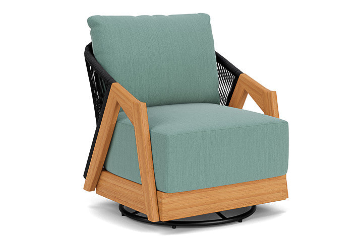 Lloyd Flanders - Alpine Swivel Lounge Chair In Natural Teak Finish With Loveboat Mint Fabric - 3630800962010 view 1