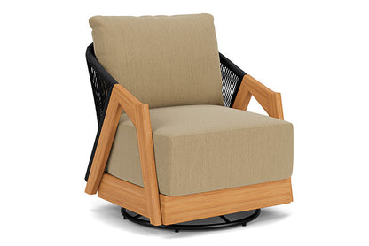 Lloyd Flanders - Alpine Swivel Lounge Chair In Natural Teak Finish With Loveboat Saffron Fabric - 3630800962009 view 1