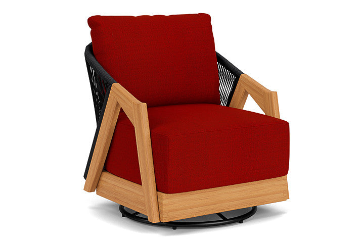 Lloyd Flanders - Alpine Swivel Lounge Chair In Natural Teak Finish With Partyline Lollipop Fabric - 3630800962054 view 1