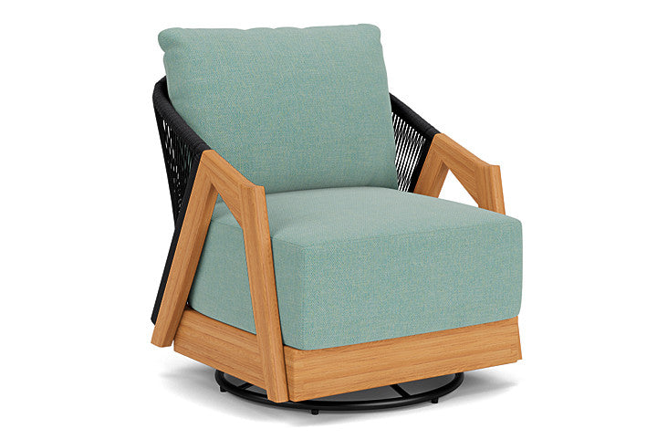 Lloyd Flanders - Alpine Swivel Lounge Chair In Natural Teak Finish With Pavian Pool Fabric - 3630800962045 view 1