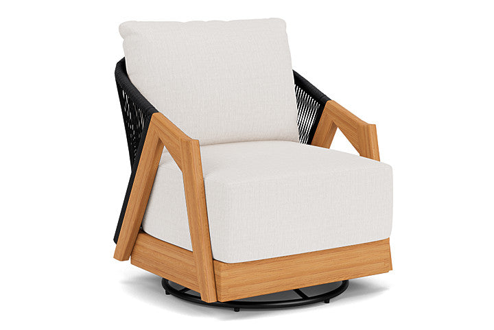 Lloyd Flanders - Alpine Swivel Lounge Chair In Natural Teak Finish With Reflections Snow Fabric - 3630800962014 view 1