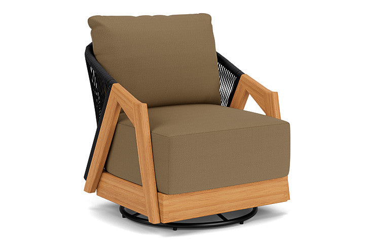 Lloyd Flanders - Alpine Swivel Lounge Chair In Natural Teak Finish With Reflections Straw Fabric - 3630800962053 view 1