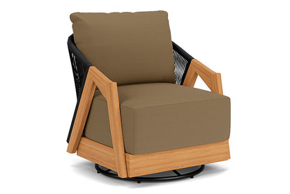 Lloyd Flanders - Alpine Swivel Lounge Chair In Natural Teak Finish With Reflections Straw Fabric - 3630800962053 view 1
