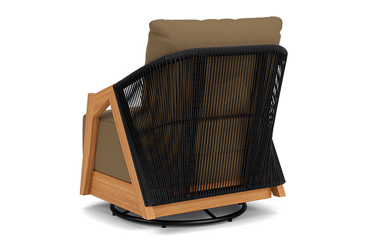 Lloyd Flanders - Alpine Swivel Lounge Chair In Natural Teak Finish With Reflections Straw Fabric - 3630800962053 view 2