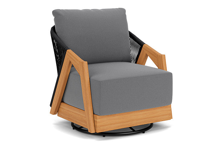 Lloyd Flanders - Alpine Swivel Lounge Chair In Natural Teak Finish With Remy Graphite Fabric - 3630800962003 view 1