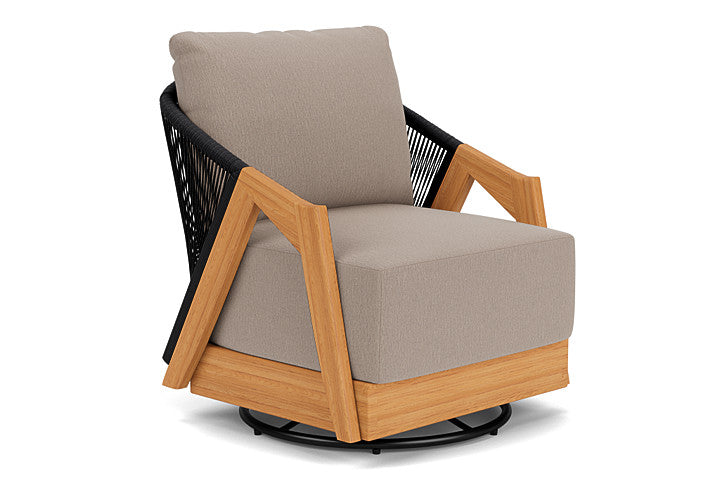 Lloyd Flanders - Alpine Swivel Lounge Chair In Natural Teak Finish With Remy Pebble Fabric - 3630800962002 view 1