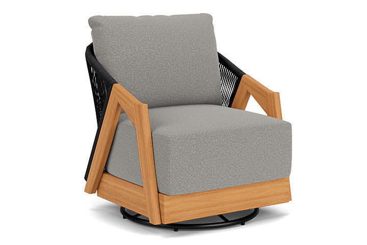 Lloyd Flanders - Alpine Swivel Lounge Chair In Natural Teak Finish With Rumba Nickel Fabric - 3630800962011 view 1