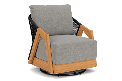 Lloyd Flanders - Alpine Swivel Lounge Chair In Natural Teak Finish With Rumba Nickel Fabric - 3630800962011 view 1