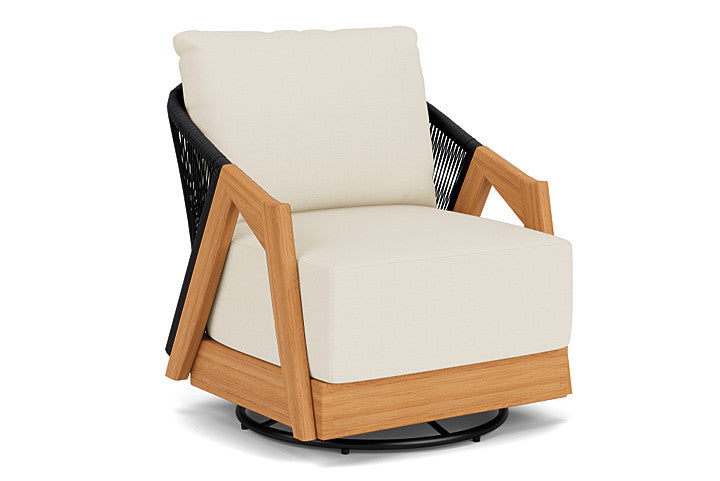 Lloyd Flanders - Alpine Swivel Lounge Chair In Natural Teak Finish With Sailcloth Sailor Fabric - 363080096434 view 1