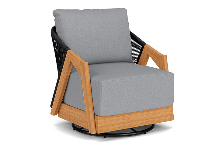 Lloyd Flanders - Alpine Swivel Lounge Chair In Natural Teak Finish With Sandberg Pewter Fabric - 3630800962029 view 1