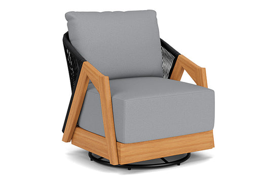 Lloyd Flanders - Alpine Swivel Lounge Chair In Natural Teak Finish With Sandberg Pewter Fabric - 3630800962029 view 1