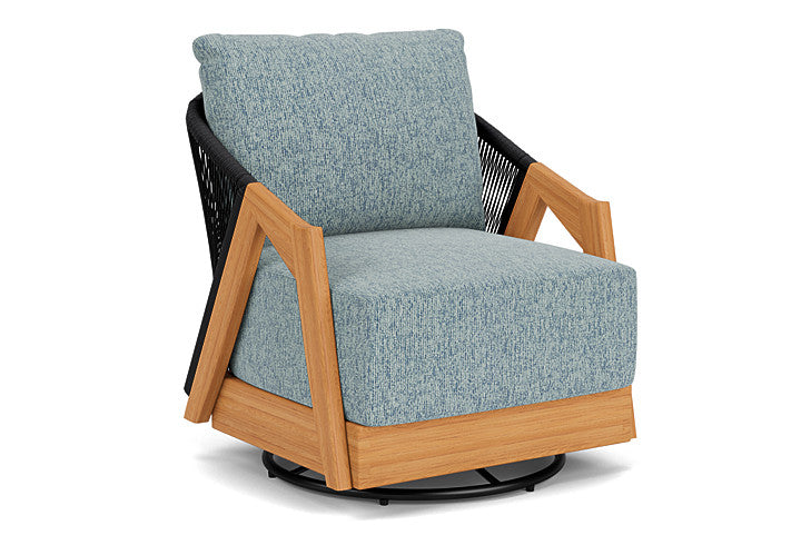 Lloyd Flanders - Alpine Swivel Lounge Chair In Natural Teak Finish With Serene Ocean Fabric - 3630800962032 view 1