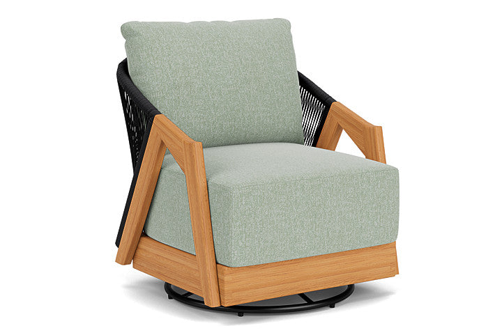 Lloyd Flanders - Alpine Swivel Lounge Chair In Natural Teak Finish With Serene Spa Fabric - 3630800962031 view 1
