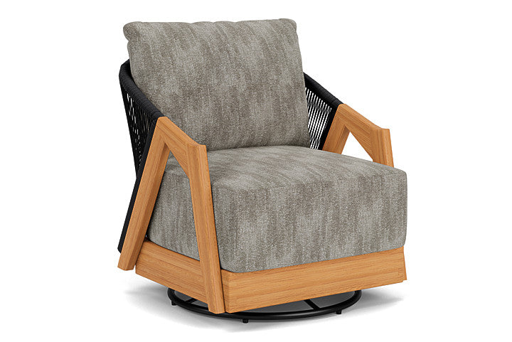 Lloyd Flanders - Alpine Swivel Lounge Chair In Natural Teak Finish With Surface Slate Fabric - 3630800962056 view 1