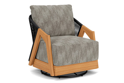 Lloyd Flanders - Alpine Swivel Lounge Chair In Natural Teak Finish With Surface Slate Fabric - 3630800962056 view 1