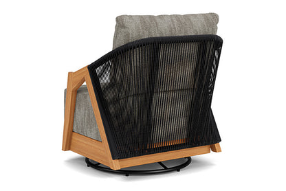 Lloyd Flanders - Alpine Swivel Lounge Chair In Natural Teak Finish With Surface Slate Fabric - 3630800962056 view 2