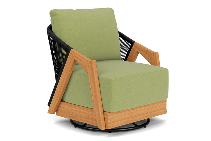 Lloyd Flanders - Alpine Swivel Lounge Chair In Natural Teak Finish With Unearth Spring Fabric - 3630800962067 view 1