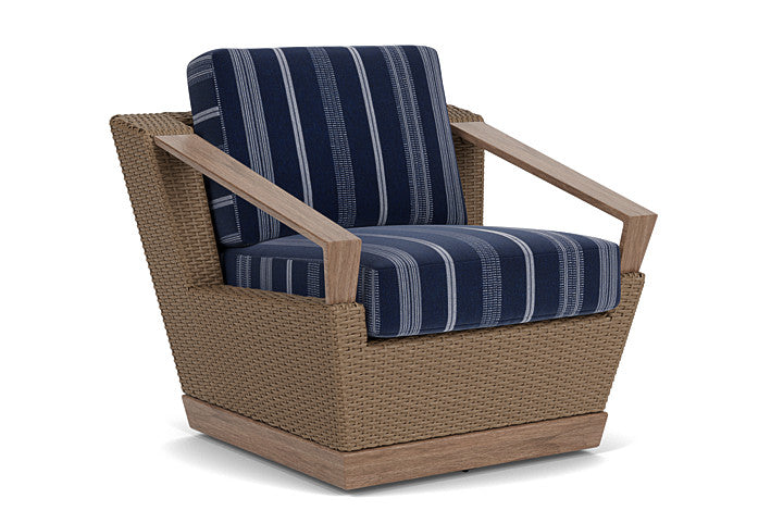 Lloyd Flanders - Charisma Swivel Lounge Chair In Brindle Finish With Consider Indigo Fabric - 4210805141969 view 1