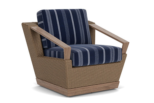 Lloyd Flanders - Charisma Swivel Lounge Chair In Brindle Finish With Consider Indigo Fabric - 4210805141969 view 1