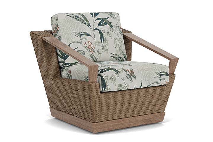 Lloyd Flanders - Charisma Swivel Lounge Chair In Brindle Finish With Delicate Botanical Sage Fabric - 4210805142075 view 1