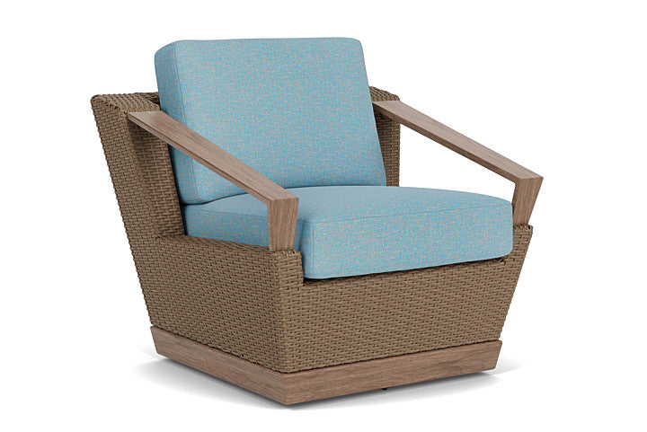 Lloyd Flanders - Charisma Swivel Lounge Chair In Brindle Finish With Leeds Light Blue Fabric - 4210805142058 view 1