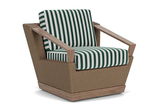 Lloyd Flanders - Charisma Swivel Lounge Chair In Brindle Finish With Safari/White Stripe Fabric - 421080514269 view 1