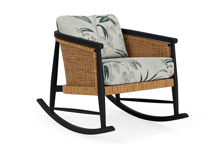 Lloyd Flanders - Galloway Lounge Rocker In Tortoiseshell Finish With Delicate Botanical Sage Fabric - 2390331112075 view 1