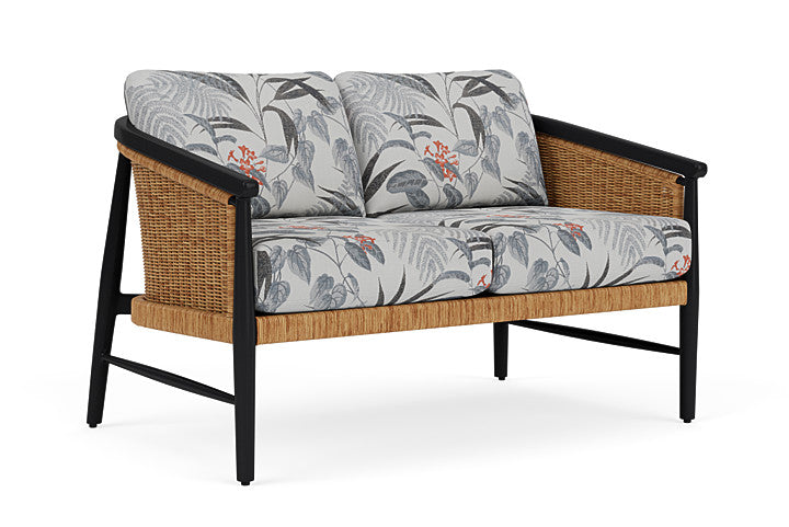 Lloyd Flanders - Galloway Loveseat In Tortoiseshell Finish With Delicate Botanical Slate Fabric - 2390501112076 view 1