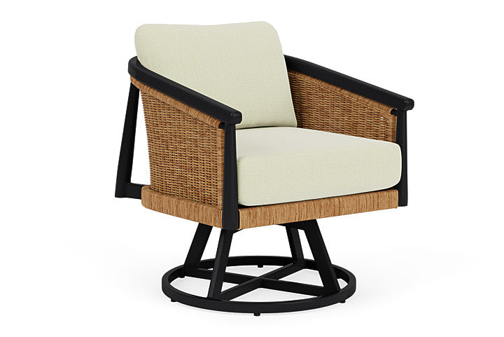 Lloyd Flanders - Galloway Swivel Lounge Chair In Tortoiseshell Finish With Bamboo Bay Meadow Fabric - 2390801112060 view 1