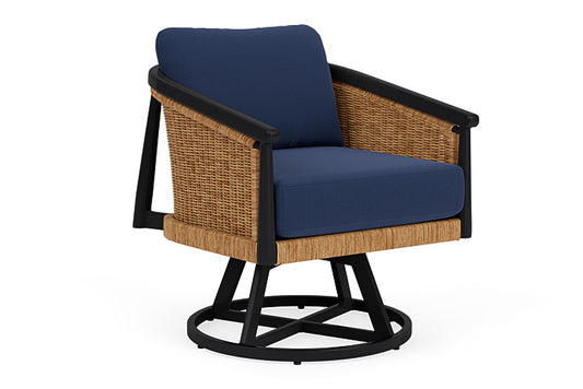 Lloyd Flanders - Galloway Swivel Lounge Chair In Tortoiseshell Finish With Beach Navy Fabric - 2390801112013 view 1