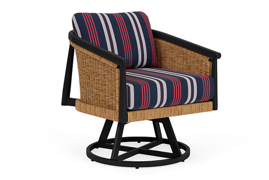 Lloyd Flanders - Galloway Swivel Lounge Chair In Tortoiseshell Finish With Berkely Hall Navy Fabric - 2390801112063 view 1