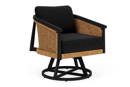 Lloyd Flanders - Galloway Swivel Lounge Chair In Tortoiseshell Finish With Canvas Black Fabric - 239080111157 view 1