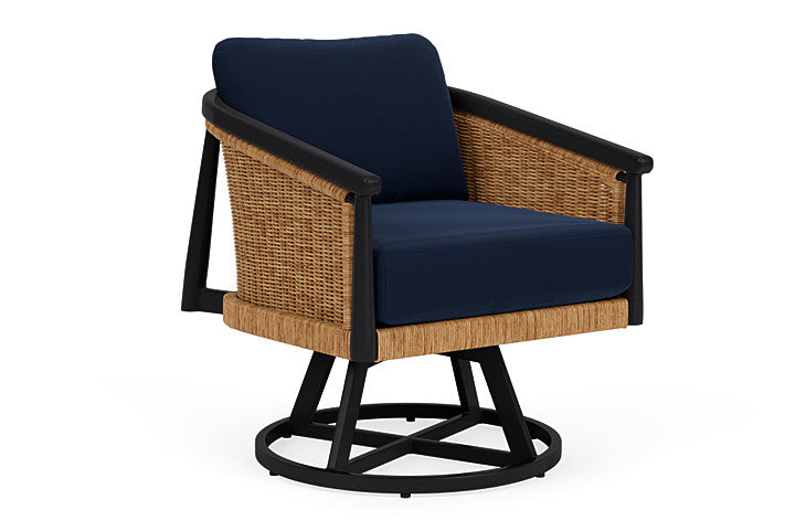 Lloyd Flanders - Galloway Swivel Lounge Chair In Tortoiseshell Finish With Decorline Navy Fabric - 2390801112019 view 1