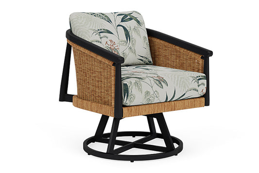 Lloyd Flanders - Galloway Swivel Lounge Chair In Tortoiseshell Finish With Delicate Botanical Sage Fabric - 2390801112075 view 1