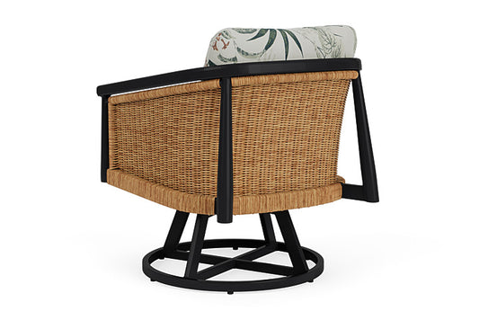 Lloyd Flanders - Galloway Swivel Lounge Chair In Tortoiseshell Finish With Delicate Botanical Sage Fabric - 2390801112075 view 2