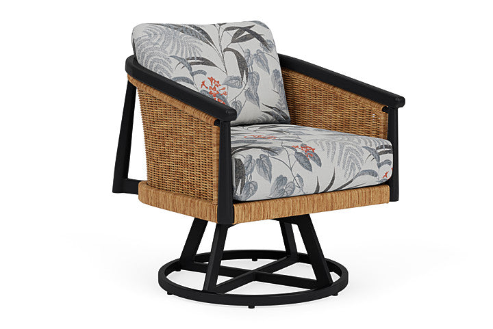 Lloyd Flanders - Galloway Swivel Lounge Chair In Tortoiseshell Finish With Delicate Botanical Slate Fabric - 2390801112076 view 1