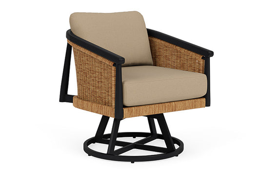 Lloyd Flanders - Galloway Swivel Lounge Chair In Tortoiseshell Finish With Fife Sahara Fabric - 239080111742 view 1