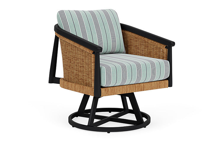 Lloyd Flanders - Galloway Swivel Lounge Chair In Tortoiseshell Finish With Hansen Seaglass Fabric - 2390801111926 view 1