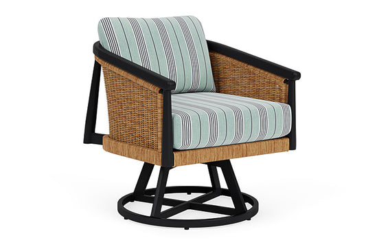 Lloyd Flanders - Galloway Swivel Lounge Chair In Tortoiseshell Finish With Hansen Seaglass Fabric - 2390801111926 view 1
