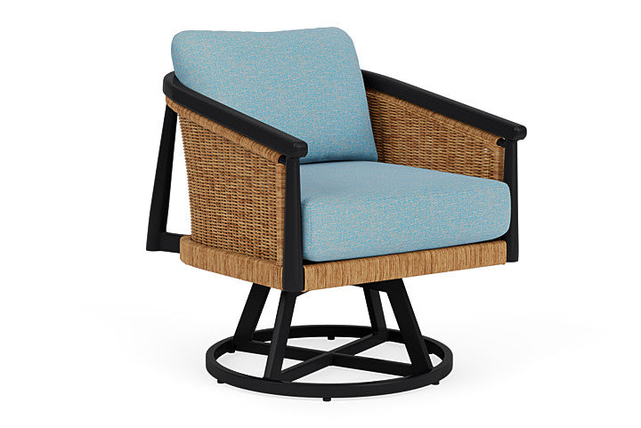 Lloyd Flanders - Galloway Swivel Lounge Chair In Tortoiseshell Finish With Leeds Light Blue Fabric - 2390801112058 view 1