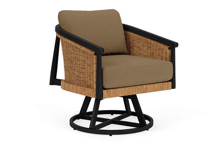Lloyd Flanders - Galloway Swivel Lounge Chair In Tortoiseshell Finish With Reflections Straw Fabric - 2390801112053 view 1